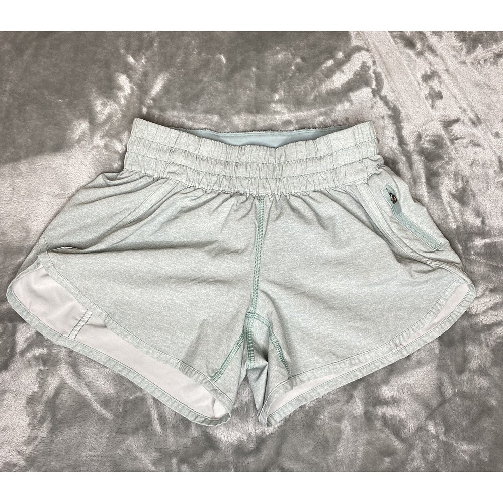 Lululemon Tracker Short V Lined Running Athletic Heather Hazy Jade Sz 4